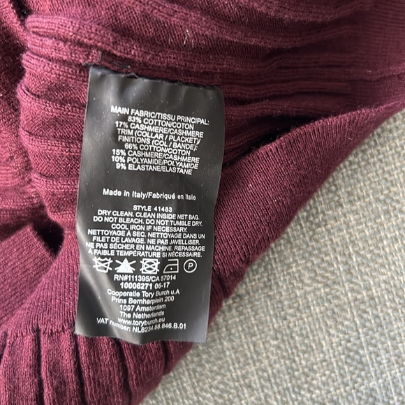 Tory Burch Luisa Short-sleeve Knit Sweater In Dark Imperial Size M - Picture 11 of 11